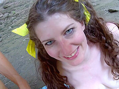 Nasty Brunette Bitch Want Facial At Beach - FemdomSex