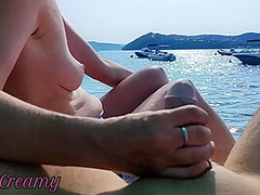French Milf Handjob Amateur On Nude Beach Public In Greece To Stranger With Cumshot With Bigger Cock And Miss Creamy