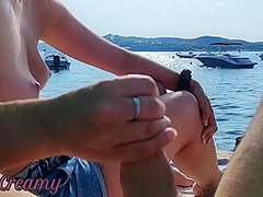 French Milf Handjob Amateur On Nude Beach Public In Greece To Stranger With Cumshot With Bigger Cock And Miss Creamy