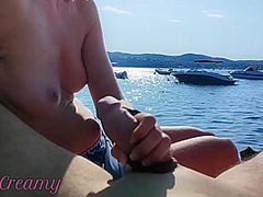 French Milf Handjob Amateur On Nude Beach Public In Greece To Stranger With Cumshot With Bigger Cock And Miss Creamy