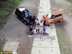 Amateur taxi orgy sluts fucked outdoor in public 4 mouthjizz