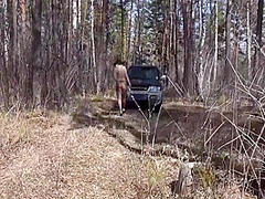 A Naked Blonde With A Juicy Pawg, Hairy Pussy, And Beautiful Legs In Pantyhose Walk Outdoor. Exhibitionism And Foot Fetish On Nature. 11 Min