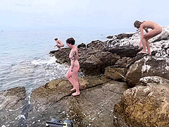 Spending The Day On A Nude Beach Island While On Vacation Sunbathing And Swimming