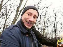 Outdoor amateur slut fucked in forest after cocksucking