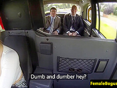 Spitroasted Female Cabbie Fucked In Threesome