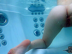 Pov Miss Pussycat Dildoing Layla Underwater In The Rooftop Jacuzzi