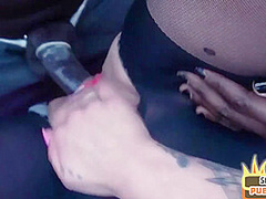 Outdoor amateur IR pantyhose slut fucked in 3some