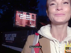 Public amateur redhead skinny MILF fucked outdoor in POV