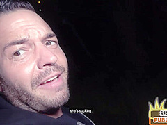 Public amateur redhead skinny MILF fucked outdoor in POV