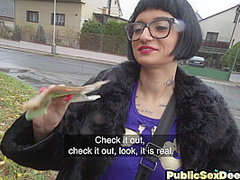 Public busty slut smashed in wet pussy by dirty fucker