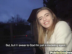 Public slut smashed by dirty fucker in wet pussy hole