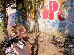 Josie Matty On Vacation Risky Public Nude Spray Painting Graffiti Art While Dancing