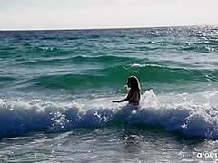 Rebecca Volpetti Masturbating on the Beach by Arousins