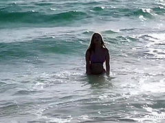 Rebecca Volpetti Masturbating on the Beach by Arousins