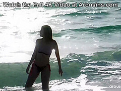 Rebecca Volpetti Masturbating on the Beach by Arousins