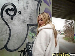 Public petite 21yo fucked outdoor in POV casting 4 cash