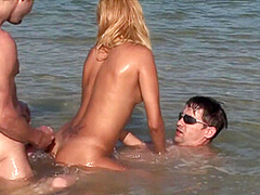 Perfect Blond Nasty Mermaid Have Sex Fun With Two Friends On Beach And Lake - FemdomSex