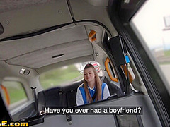 College amateur slut in stockings fucked outdoor in taxi