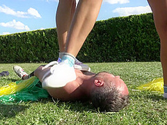 Cheerleader choking fun by Femdom Austria