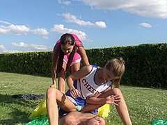 Cheerleader choking fun by Femdom Austria
