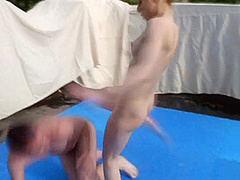 Kerstin's aggressive fighting session outdoors by Femdom Austria