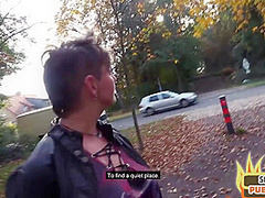 Public slut drilled by big white cock in wet pussy hole
