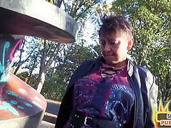 Public slut drilled by big white cock in wet pussy hole