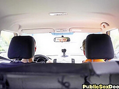 Nerdy driving instructor rides students cock