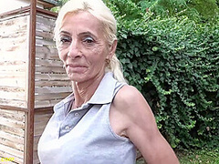 Skinny Toothless Granny Masturbating Outdoor