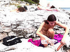Rebeka Ruby Masturbating On A Nude Beach While Her Friends Miss Pussycat Adriana And Sammy Lay Out