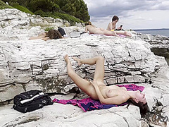Rebeka Ruby Masturbating On A Nude Beach While Her Friends Miss Pussycat Adriana And Sammy Lay Out