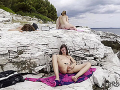 Rebeka Ruby Masturbating On A Nude Beach While Her Friends Miss Pussycat Adriana And Sammy Lay Out