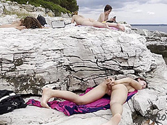 Rebeka Ruby Masturbating On A Nude Beach While Her Friends Miss Pussycat Adriana And Sammy Lay Out