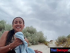 Public masturbation on a beach for big boobs Thai MILF Joon Mali