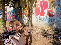 Matty And Josie Painting Graffiti While Nude Outdoors On Vacation