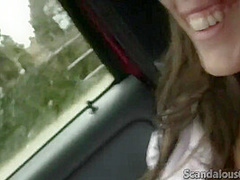 Naughty brunette teen masturbates