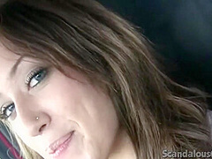 Naughty brunette teen masturbates