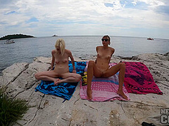 Naked Beach Day On Vacation In Croatia Enjoying Sun On Both Ingrida And Miss Pussycat