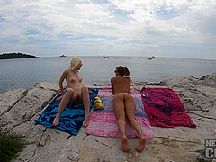 Naked Beach Day On Vacation In Croatia Enjoying Sun On Both Ingrida And Miss Pussycat