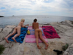 Naked Beach Day On Vacation In Croatia Enjoying Sun On Both Ingrida And Miss Pussycat