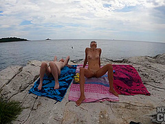 Naked Beach Day On Vacation In Croatia Enjoying Sun On Both Ingrida And Miss Pussycat