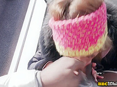 Ass fucked IR snowy babe smashed by BF after public BJ