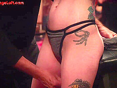 Black anal sub fucked in public group sex in voyeur session