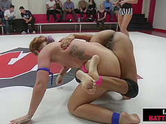 Wrestling wild lesbians finger pussies at public place