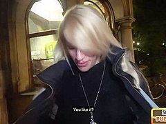 Nasty public slut drilled by thick cock in wet pussy