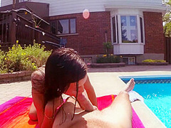 Wet Cock And Pussy Games By The Pool