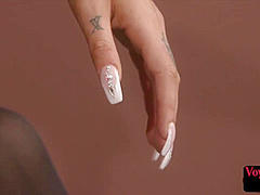 CFNM voyeur babe in office teases wanker till cumshot