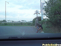 Sensational public slut drilled outdoor in doggystyle