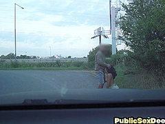 Sensational public slut drilled outdoor in doggystyle