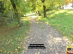 Inked public MILF rides sex date guy outdoor after blowjob